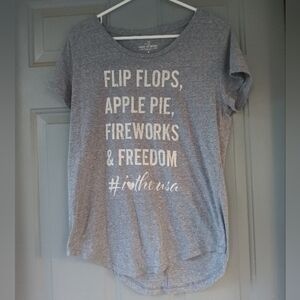 Women's Fourth of July 4th Gray V Neck T Shirt Size Medium July Fourth